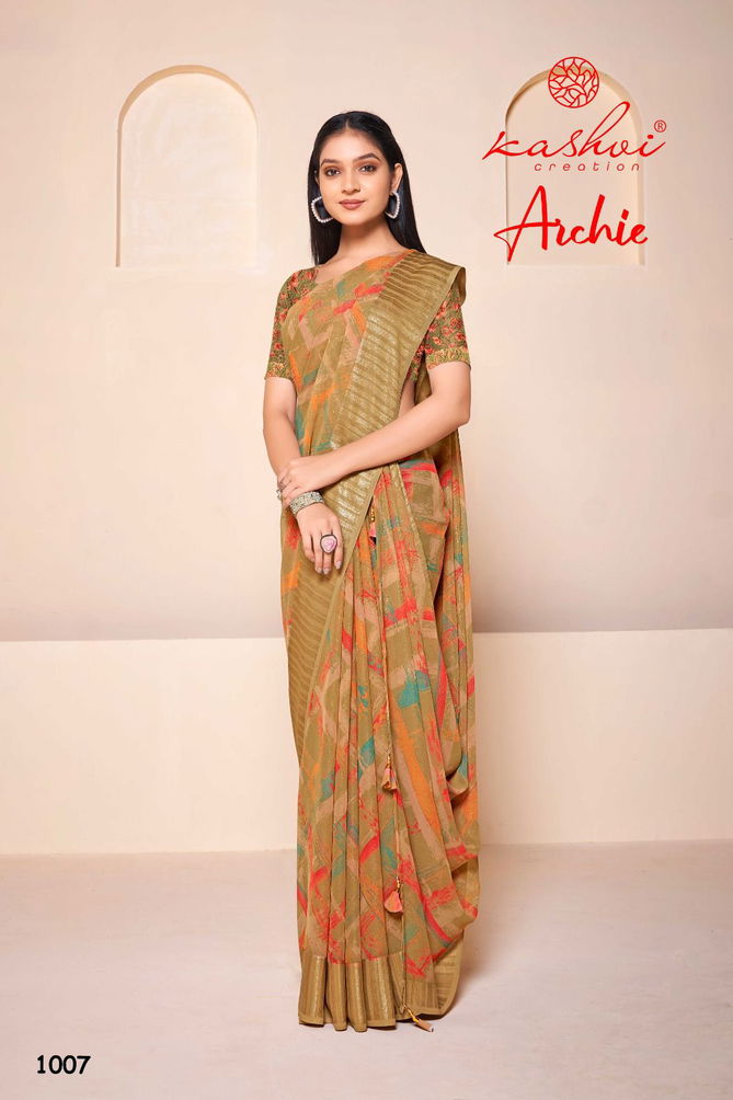 Archie By Kashvi Georgette Printed Sarees Catalog 